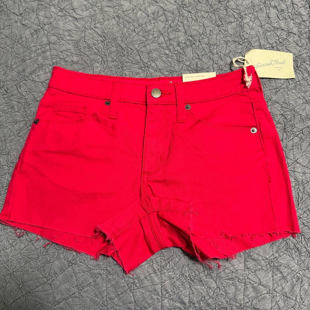 Universal Thread Red Jean Shorts Cut-Off Style July 4th Labor Day